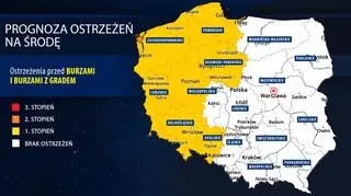 Prognoza zagrożeń IMGW na środę 