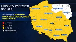 Prognoza zagrożeń IMGW na środę