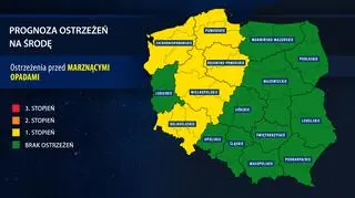 Prognoza zagrożeń IMGW na środę