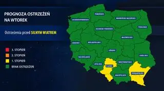 Prognoza zagrożeń IMGW na wtorek