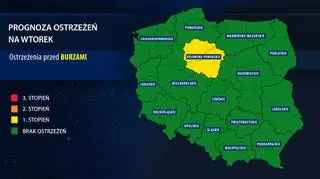 Prognoza zagrożeń IMGW na wtorek