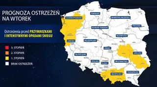 Prognoza zagrożeń IMGW na wtorek