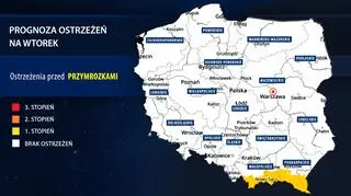 Prognoza zagrożeń IMGW na wtorek