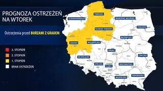 Prognoza zagrożeń IMGW na wtorek