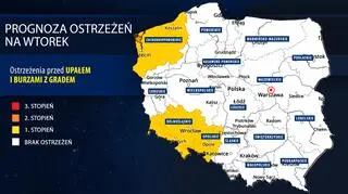 Prognoza zagrożeń IMGW na wtorek