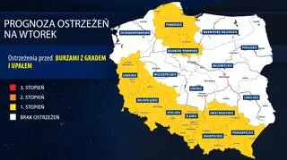 Prognoza zagrożeń IMGW na wtorek
