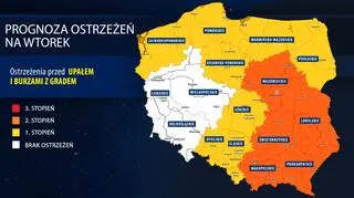 Prognoza zagrożeń IMGW na wtorek