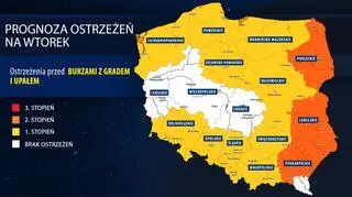 Prognoza zagrożeń IMGW na wtorek