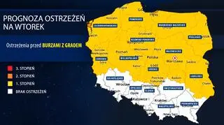 Prognoza zagrożeń IMGW na wtorek