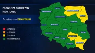 Prognoza zagrożeń IMGW na wtorek