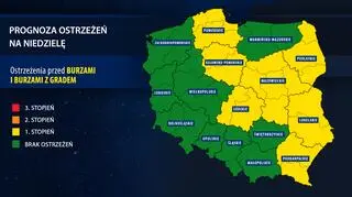 Prognoza zagrożeń na niedzielę (IMGW)