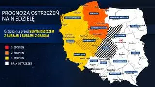 Prognoza zagrożeń na niedzielę (IMGW)