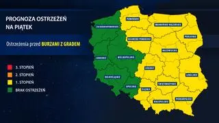 Prognoza zagrożeń na piątek (IMGW)