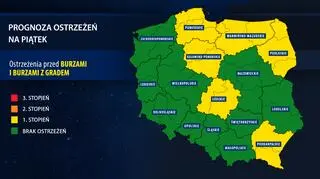 Prognoza zagrożeń na piątek (IMGW)