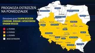 Prognoza zagrożeń na poniedziałek 23.08 (IMGW)