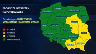 Prognoza zagrożeń na poniedziałek