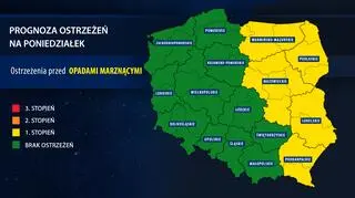 Prognoza zagrożeń na poniedziałek
