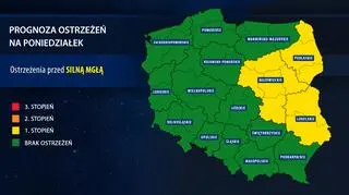 Prognoza zagrożeń na poniedziałek (IMGW)