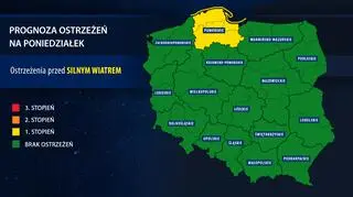 Prognoza zagrożeń na poniedziałek