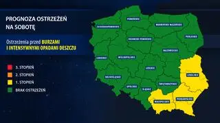 Prognoza zagrożeń na sobotę