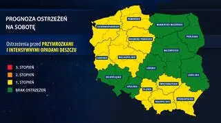 Prognoza zagrożeń na sobotę (IMGW)