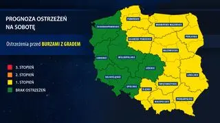 Prognoza zagrożeń na sobotę (IMGW)