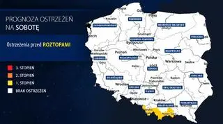 Prognoza zagrożeń na sobotę (IMGW)