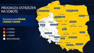 Prognoza zagrożeń na sobotę (IMGW)
