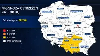 Prognoza zagrożeń na sobotę (IMGW)