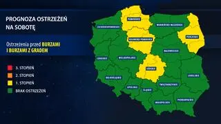 Prognoza zagrożeń na sobotę (IMGW)