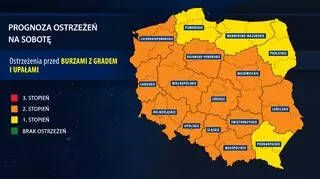 Prognoza zagrożeń na sobotę (IMGW)