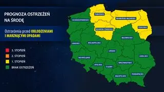 Prognoza zagrożeń na środę (IMGW)