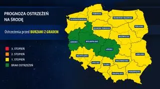 Prognoza zagrożeń na środę (IMGW)