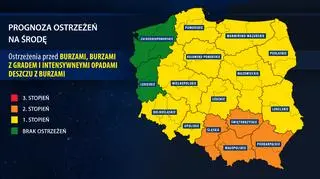 Prognoza zagrożeń na środę (IMGW)