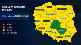 Prognoza zagrożeń na środę (IMGW)