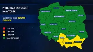Prognoza zagrożeń na wtorek (IMGW)