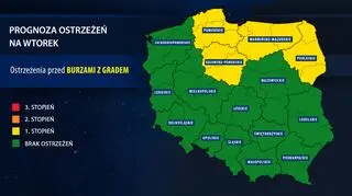 Prognoza zagrożeń na wtorek (IMGW)