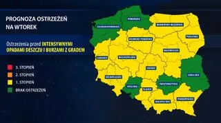 Prognoza zagrożeń na wtorek (IMGW)