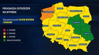 Prognoza zagrożeń na wtorek (IMGW)