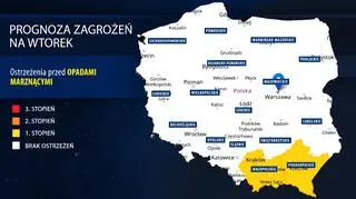 Prognoza zagrożeń na wtorek (IMGW)
