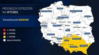 Prognoza zagrożeń na wtorek (IMGW)