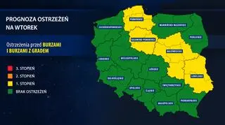 Prognoza zagrożeń na wtorek (IMGW)