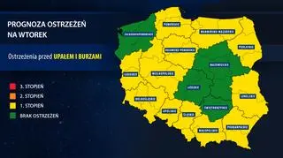 Prognoza zagrożeń na wtorek (IMGW)