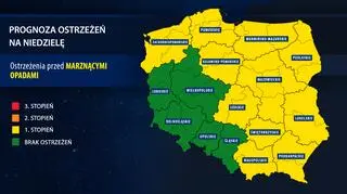 Prognoza zagrożeń pogodowych IMGW na niedzielę