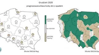 Prognozowana klasa liczby dni z opadem w grudniu 2020 r