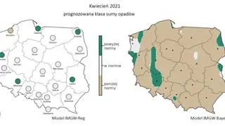 Prognozowana klasa miesięcznej sumy opadów w kwietniu 2021 r