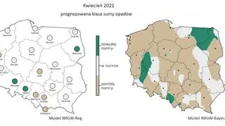 Prognozowana klasa miesięcznej sumy opadów w kwietniu 2021 r