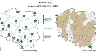Prognozowana klasa miesięcznej sumy opadów w kwietniu 2021 r