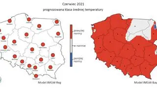 Prognozowana klasa średniej miesięcznej temperatury powietrza w czerwcu 2021 r
