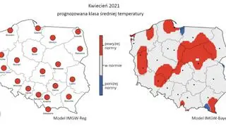 Prognozowana klasa średniej miesięcznej temperatury powietrza w kwietniu 2021 r